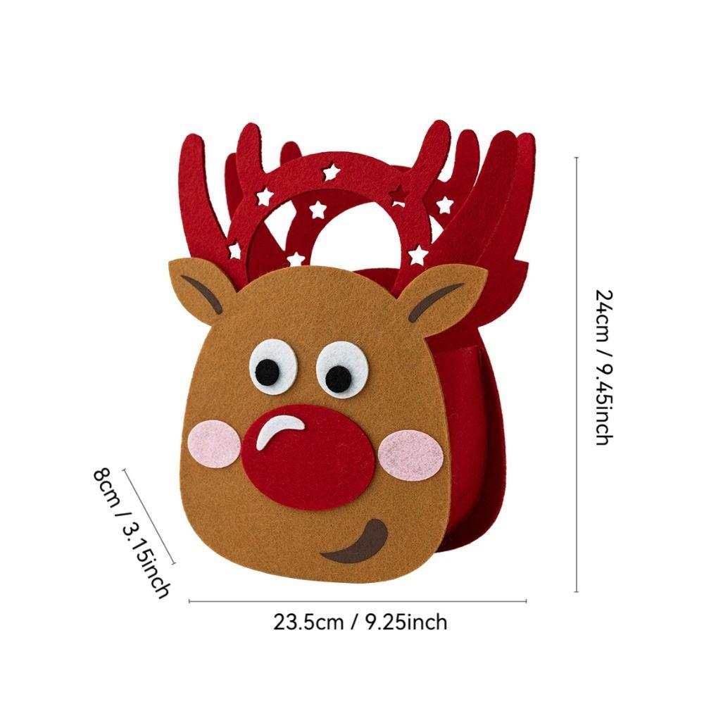 Niedlicher Weihnachtsbaum Weihnachts-Handtasche Elch Filzstoff Geschenktasche Tragbar Kawaii Süßigkeiten Strumpftasche