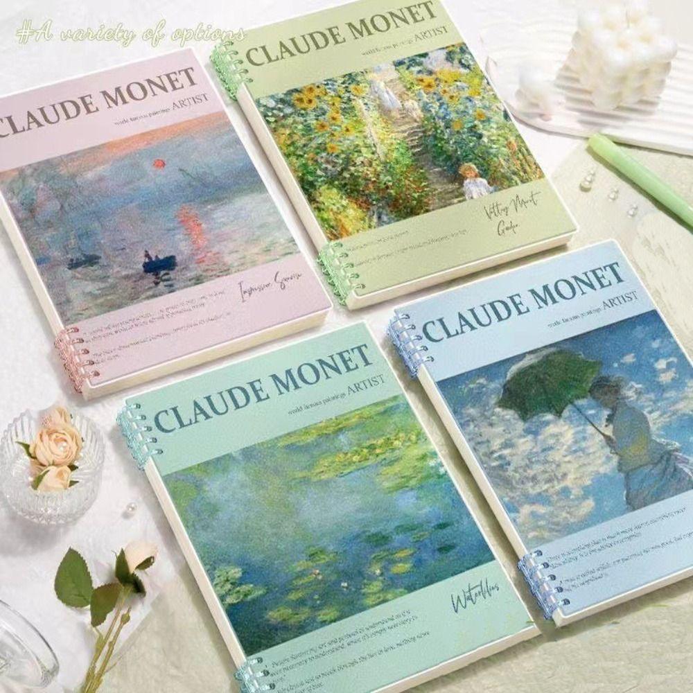 Detachable Core Binder Ring Notepad Monet Oil Paint Spiral Bound Notebook Office School