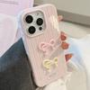 Korean Three dimensional Pink Bow Suitable for Apple 17 Mobile Phone Case Iphone16 Silicone 15promax Anti Fall