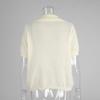 Summer Spring New Women's Hollow Out Knit POLO Short Sleeve Bubble Sleeve Simple Knit Top T-shirt