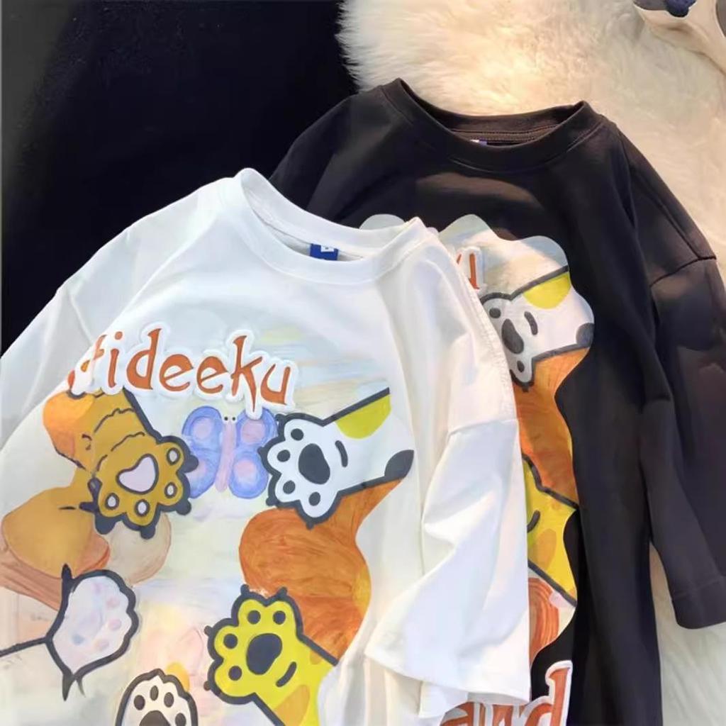 Übergröße Damen Harajuku Graffiti T-Shirt - Lockere Passform, Figurschmeichelnde Kurzarm für den Sommer