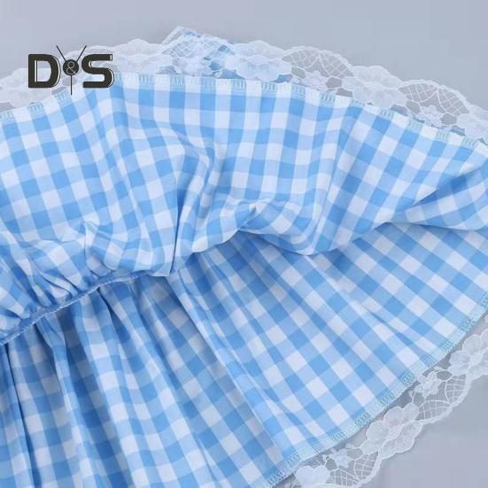 Miniskjørt Middels høyde Elastisk midje Rutete trykk Blondesøm Volang Kort skjørt A-linje Halloween Cosplay Rollespillskjørt