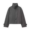 Stand Collar Asymmetric Woman's Coats Jacket for Woman Wool Short Tops Loose Cropped Jackets Autumn Winter Wear Daily Outfits