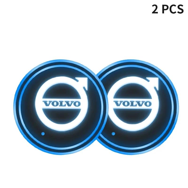 LED Luminous Car Water Cup Holder Coaster Lamps For Volvo AWD V60 V40 XC90 S60 XC60 S90 V90 CX70 XC40 C40 C70 EX90 Rdesign