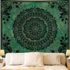 Boho Mandala Green Tapestry for Bedroom Aesthetic, Bohemian Ceiling Flower Plants Art Backdrop Wall Tapestries for Dorm Living