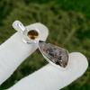 925 Silver Natural Stick Agate Smoky Quartz Unique Handmade Bezel Trendy Pendant