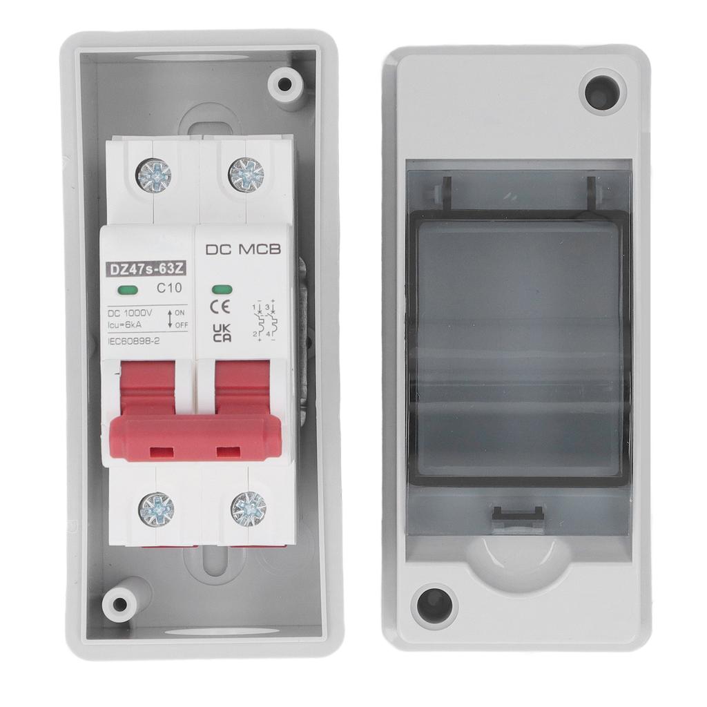 2P DC Circuit Breaker IP65 Waterproof Miniature DC Isolator Switch for Solar PV System 1000V 10A