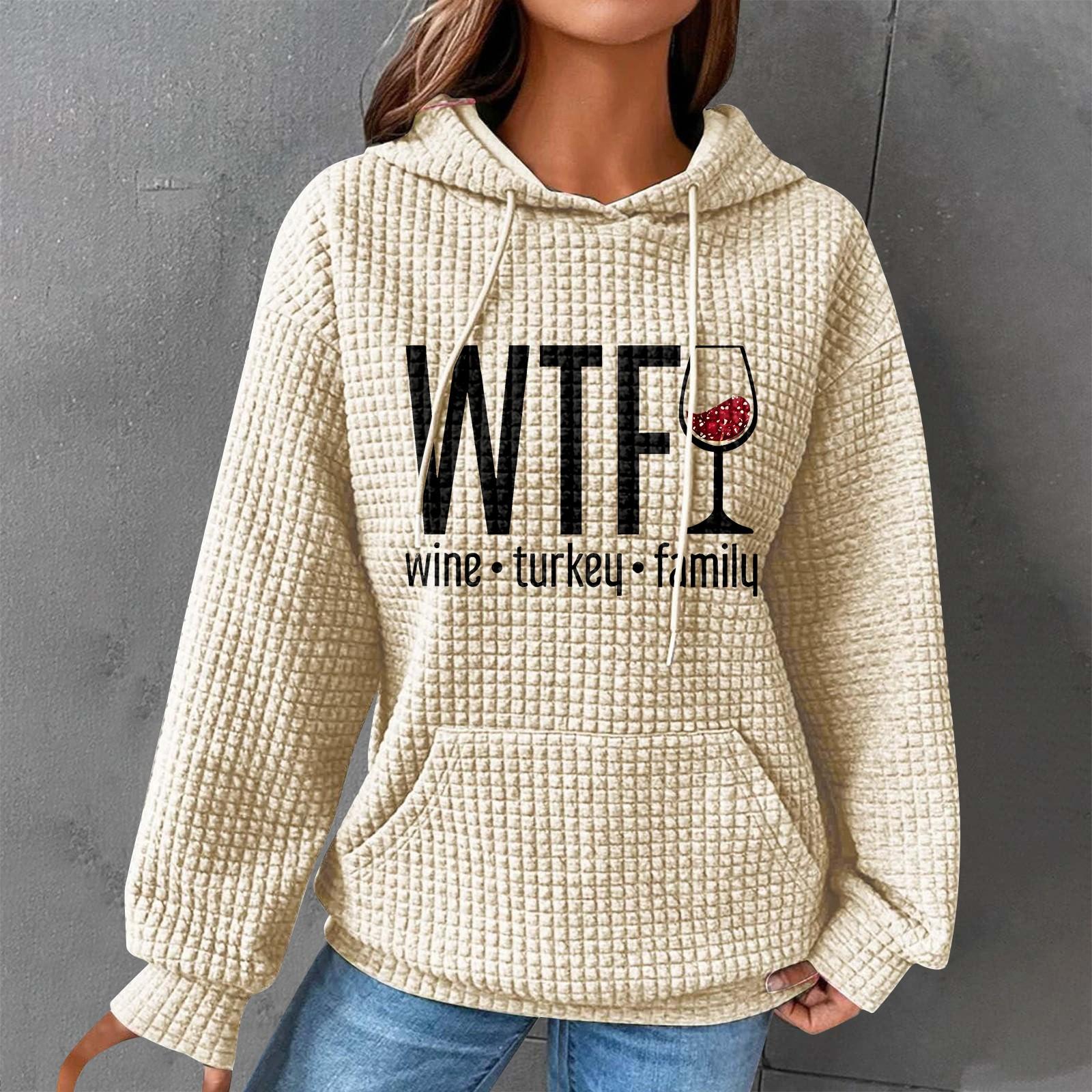 

Женский модный повседневный пуловер с капюшоном с принтом и длинными рукавами, клетчатый свитер, топ M бежевый