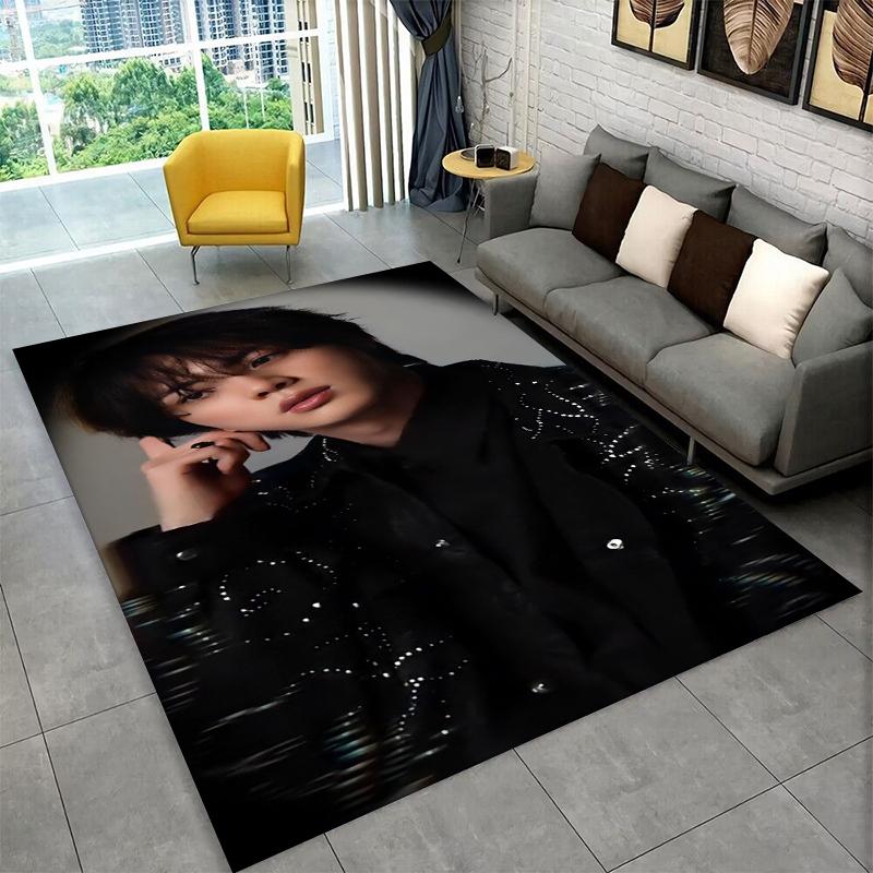 Famous B-BTS Kim Seok Jin KPOP Non-Slip Area Rug for Living Room,Bedroom,Playroom,Soft Carpet Floor Mat Home Decor Rug Kids Room