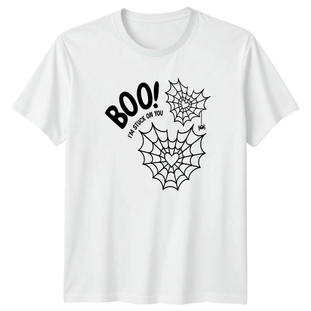 Boo Im Stuck On You Halloween Spiderweb Spider Unisexs TShirt Unisexs Graphic S