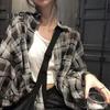 Women Summer Shirt Lapel Long Sleeve Plaid Print Shirt Tops Loose Fit Single-Breasted Thin Cardigan Shirt