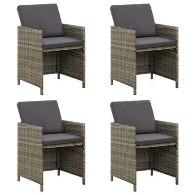 Vidaxl Garden Chairs With Cushions, 4 Pcs., Poly Rattan, Grey