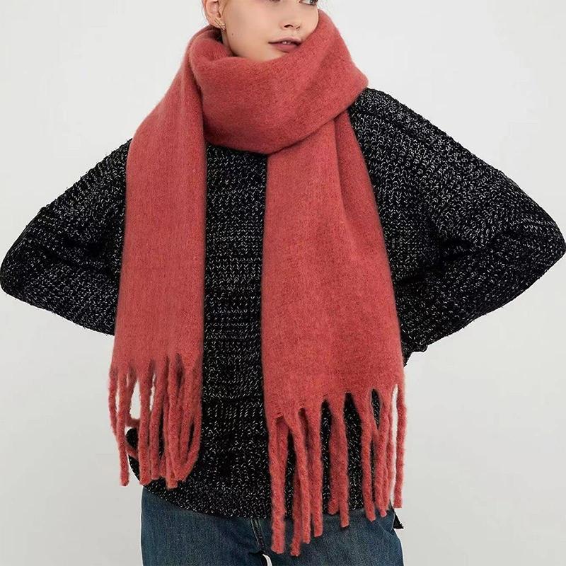 Winter Thick Warm Scarf Women Cashmere Shawl and Wraps Pashmina Neckerchief Bufanda Female Solid Tassel Echarpe Poncho