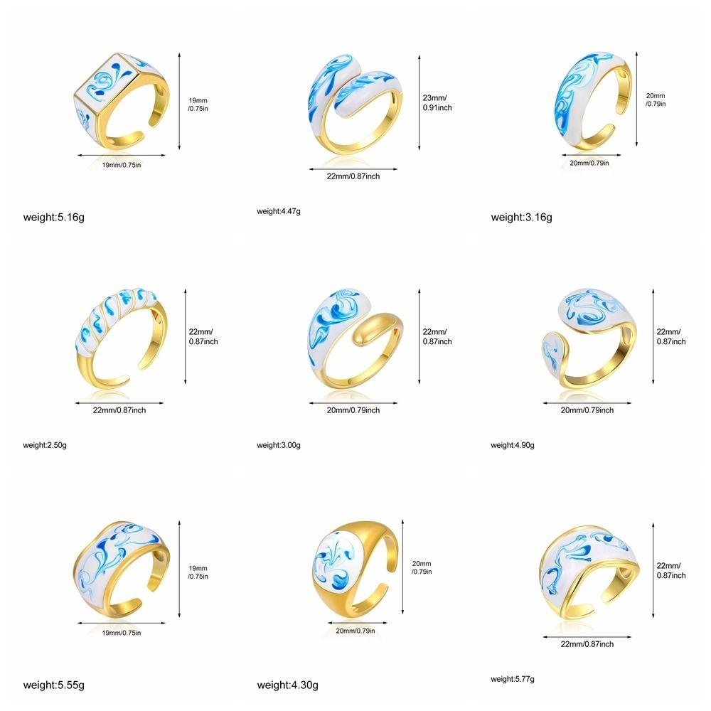 Chinese Style Enamel Drip Oil Ring Vintage Cuff Ring  Hand Accessories