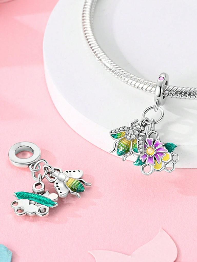 Charms Plata Spring Flowers Beads Charm Copper Plated Fit Charms Copperoriginal Bracelet For Jewelry Making Diy Charm