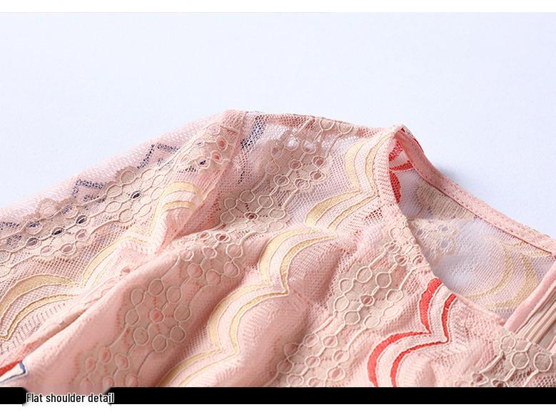 2023 Spring Hong Kong Style Lace Dress - Elegant Temperament, Plus Size Up To 200 Jin