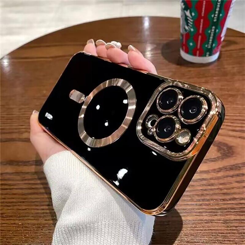 Luxusní galvanizované pouzdro pro magnetické bezdrátové nabíjení pro iPhone 15 14 13 12 11 Pro Max Plus s krytem chránícím objektiv fotoaparátu