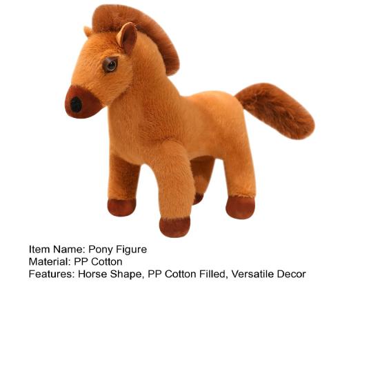 Pony Figure 2026 Horse Year Mascot PP Cotton Filled Detailed Horse Ornament Brown Foal Doll Sculpture Desktop Bedside Car Decor
