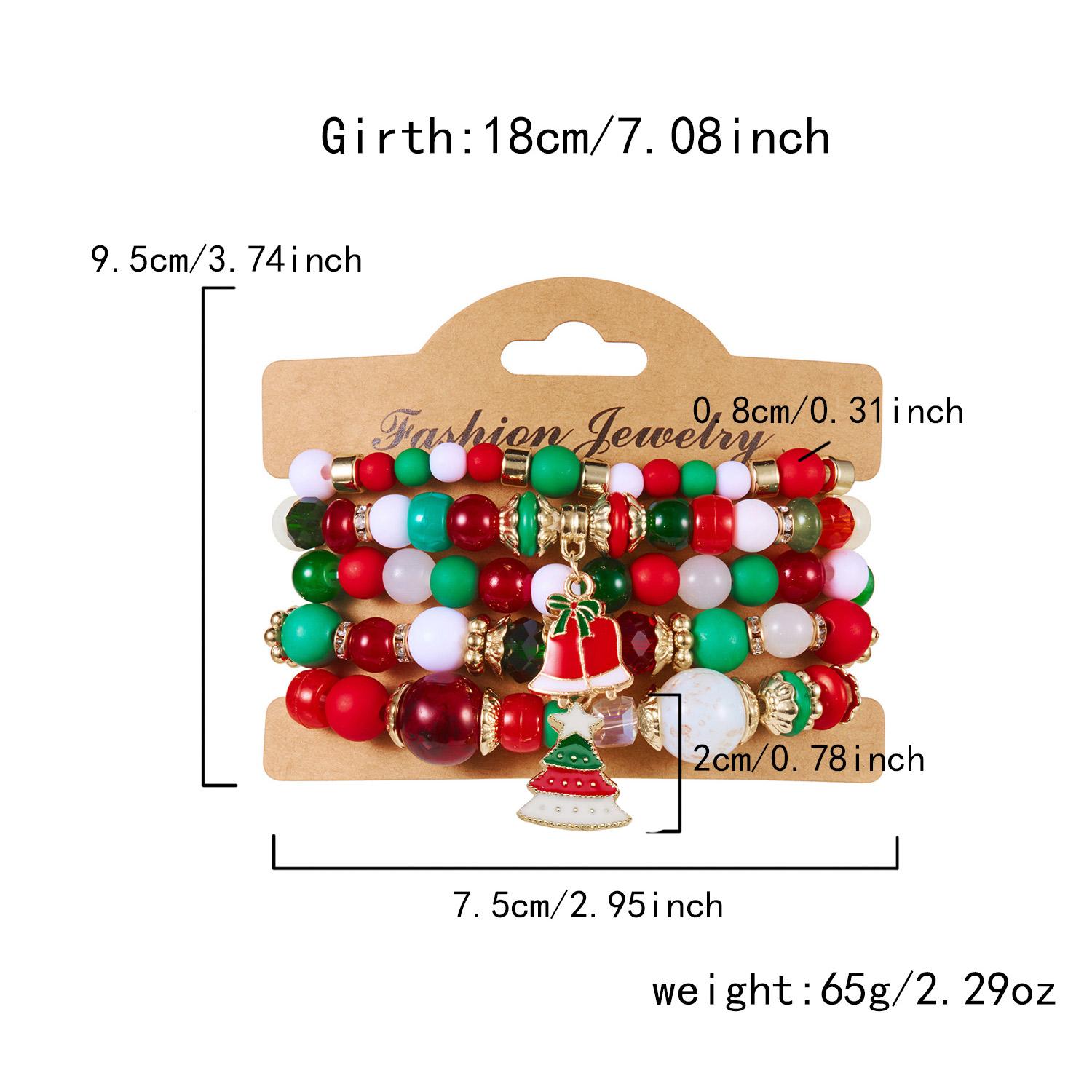 

4Pcs/set Christmas Tree Snowflake Bell Charms Colorful Beads Bracelet for Women Crystal Stacking Bracelets Party Jewelry Gifts
