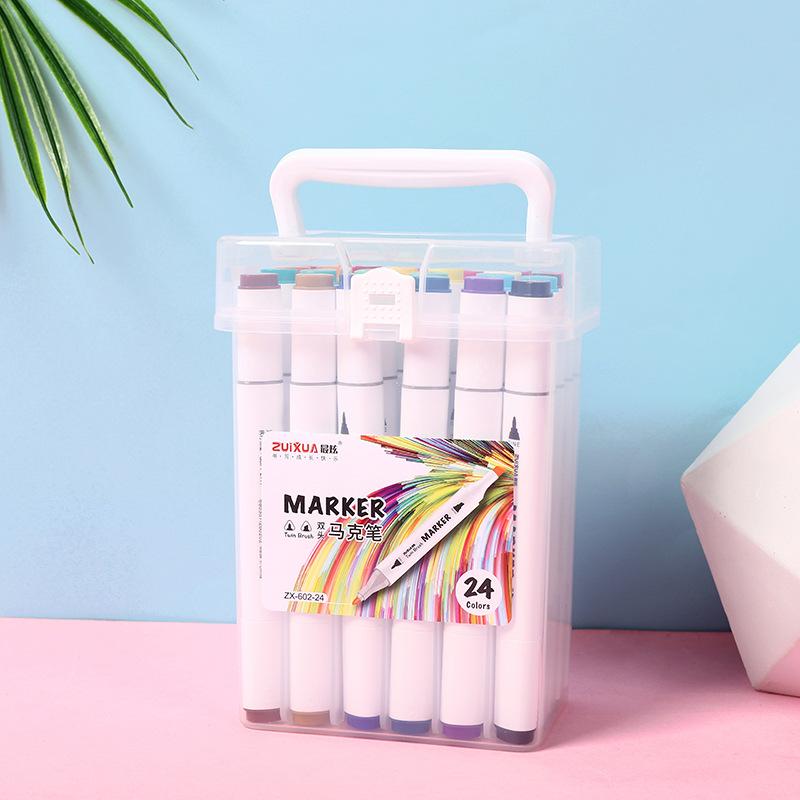 Bunter Doppelseitiger Marker Glatte Kreation Faserspitze Stiftkappe mit Farbcode Komfortabler Griff Studenten Malerei Studium