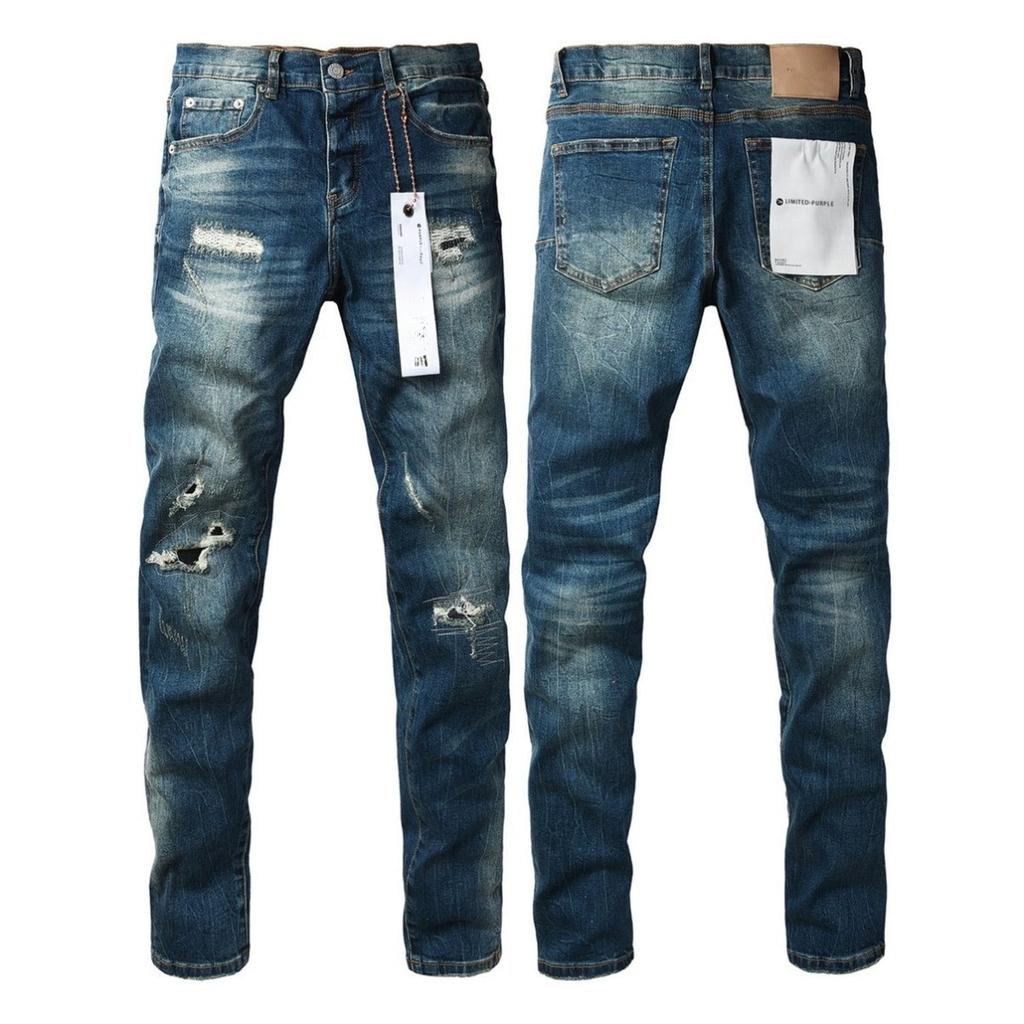 New Fashion Jeans Men streetwear Classic style Black Distressed Streetwear High Stretch Skinny Button Fly Ripped Trousers Brand