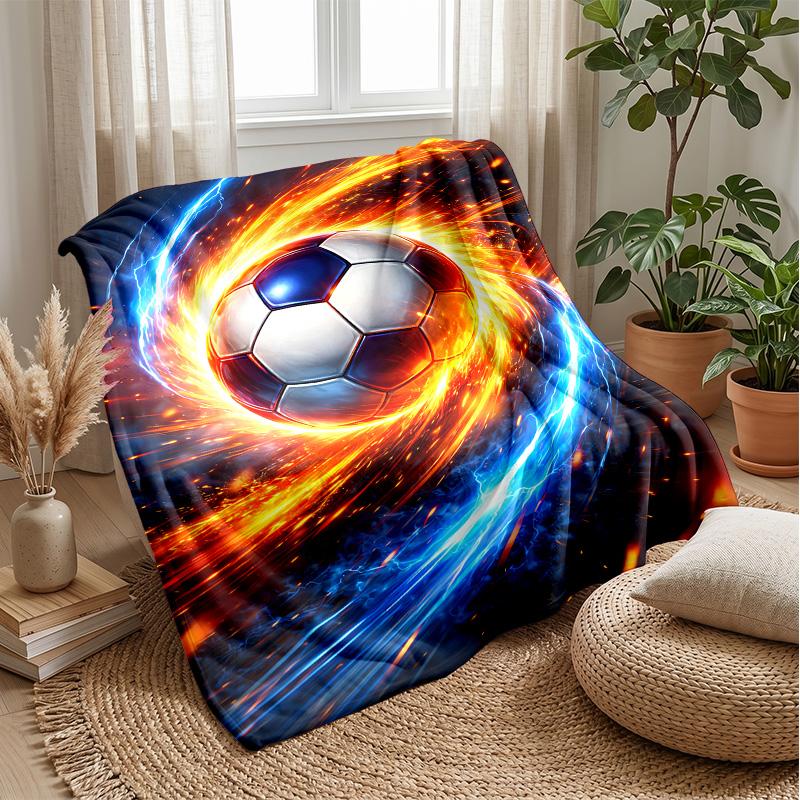 Flaming Football Theme blanket Lightweight Warm Flannel Blanket Decorative Throw Blanket for Home Decoration