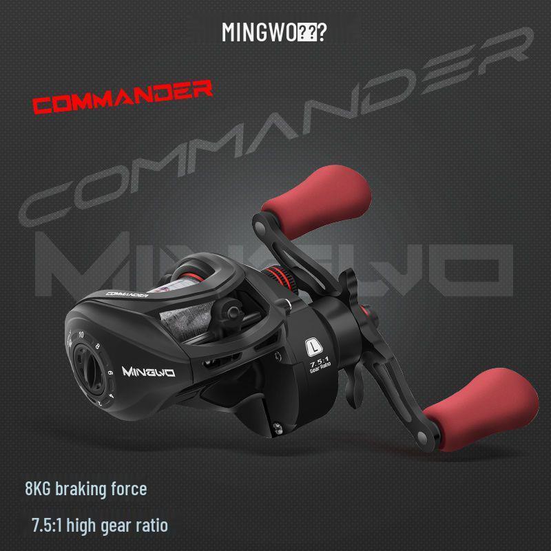 

Катушка для бейткастинга MINGWO Commander, Короткая шпуля, Дальний заброс, Предварительно намотанная леска, Черная рыболовная катушка Right-Handed Commander