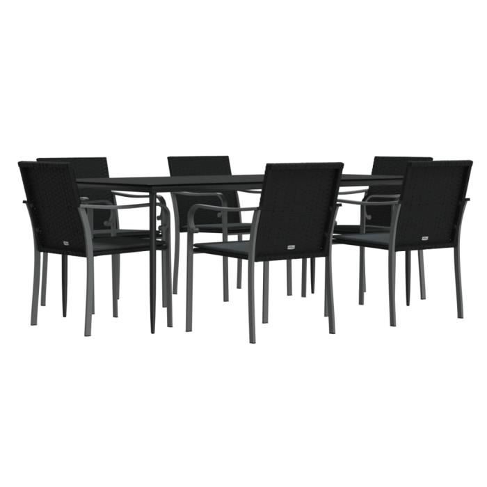 VidaXL Ensemble à manger de jardin 7 pcs coussins résine tressée acier 3186951
