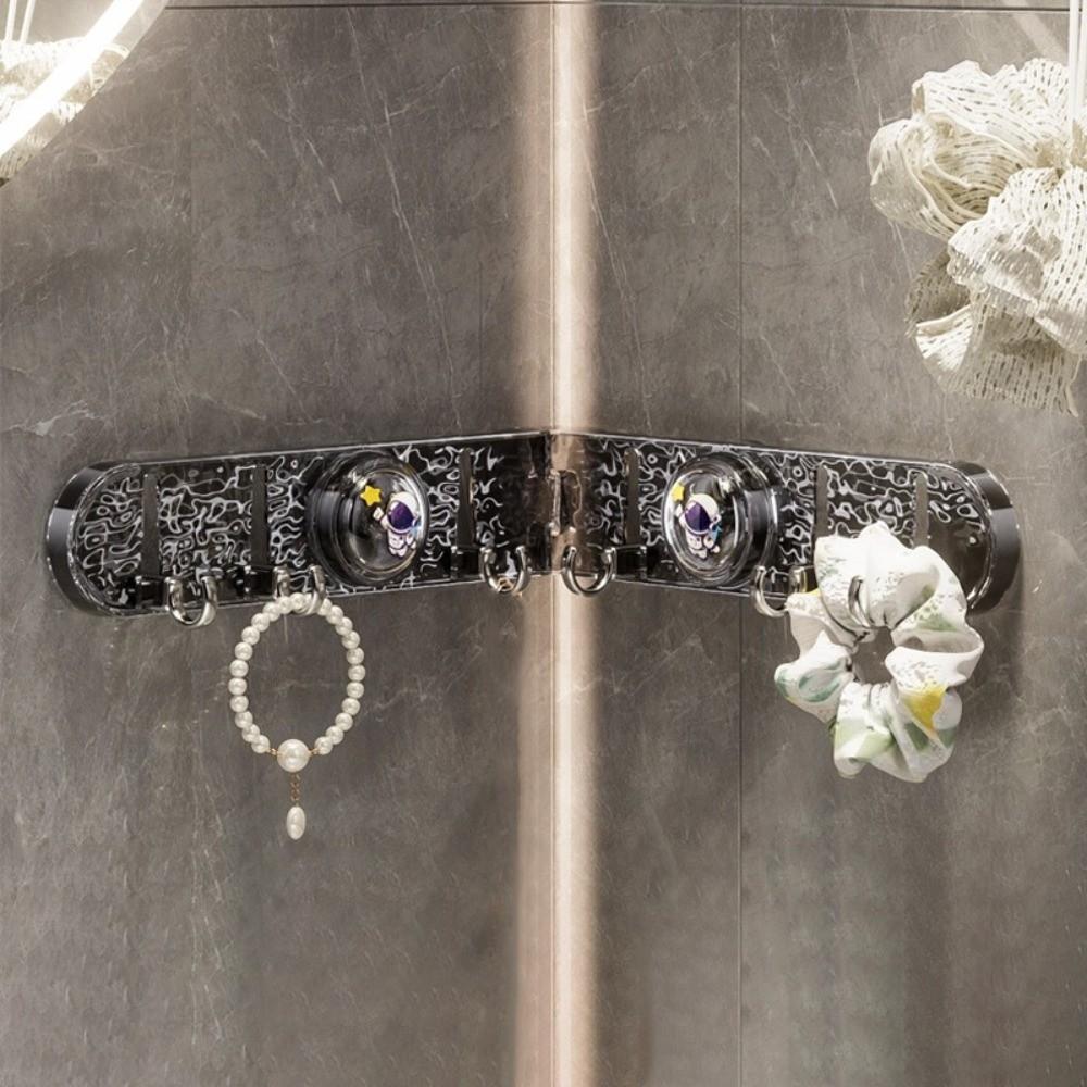 Folding Suction Cup Row Hook Punch-Free 6 Hooks Bathroom Towel Rack Corrugated Row Hook Wall Mounted Coat Hanger серый