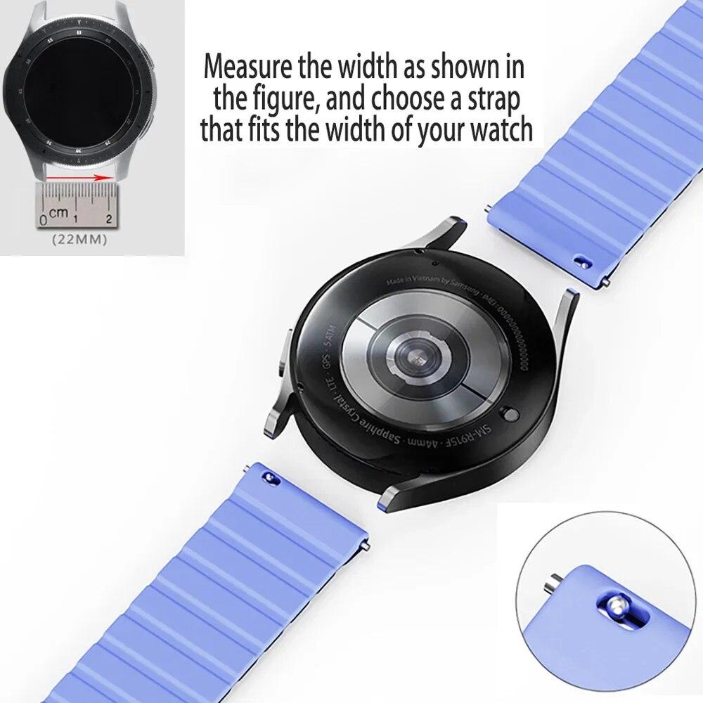 20mm 22mm Řemínek pro Samsung Galaxy Watch4 5 6 40/44mm Classic 42/43/46/47mm Magnetický silikonový náramek Amazfit GTS 2 4 mini Pás