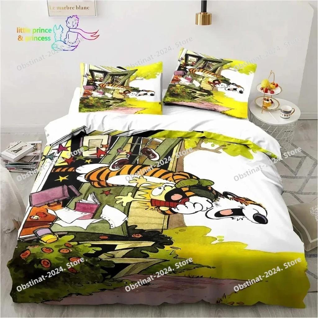 Top Calvin Hobbes 3D Bettwäsche-Set Gedruckte einzelne Decke Steppdecke Bettbezug Bettwäschebezug Kissenbezug 3-teilige Sets Kinder Erwachsene Größe