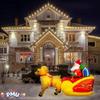 Christmas Inflatable Santa Claus Penguin Sleigh with 2 Reindeer Lights Blowup Party Decoration for Outdoor Indoor Yard Home