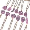 [HF]#1Pc Chinese Style Pink Imitation Crystal Guanyin Buddha Necklace Versatile Sweater Chain Fashion Jewelry Mother's Day Gift