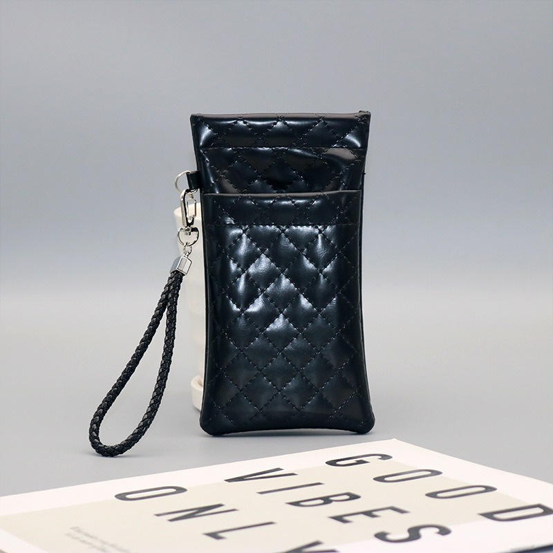 Portable Squeeze Eyeglasses Case - PU Leather Soft Sunglasses Bag Pouch, Pocket Mobile Phone Sunglasses Eyewear Organizer Holder
