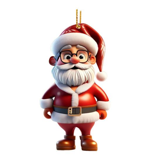Santa Claus Ornament 2D Acrylic Cartoon Santa Claus Christmas Hanging Decoration for Christmas Tree Doors Windows Walls Decor