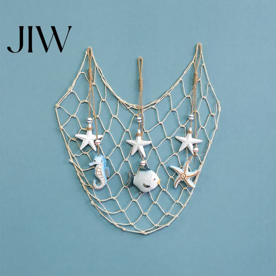 Wooden Sea Theme Ornaments Starfish Hanging Decoration, Nautical Coastal Wall Ornament, Ocean Rustic Seaside Home Decoration Art for Beach Lake House