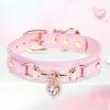 1Pc PU Leather Delicate Pet Dog Collar, High-Quality Leather Fabric And Alloy Fittings. Beautiful Gemstone Decoration.8-15''Neck