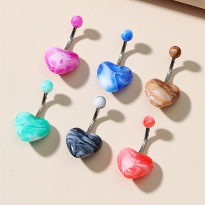 The Newly Listed Marble Acrylic ,The Navel Navel Nail Love Peach Heart 6 Color Can Choose Puncture Jewelry