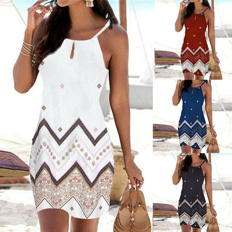 Women's Strappy Floral Print Mini Dress For Summer Stylish Beach Getaways