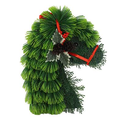Weihnachtskranz Ländliches Tier Dekorativer Kranz Bauernhof Tannenzapfen Pferdekopf Haustürkranz für Zuhause