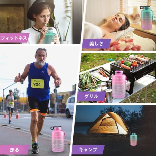 Ambertech Large Capacity Water Bottle, 2.2L Sports Bottle, Half Gallon, with Straw, Leak-Proof Wide Mouth, BPA-Free, with Handle, Ideal for Gym, Cycli