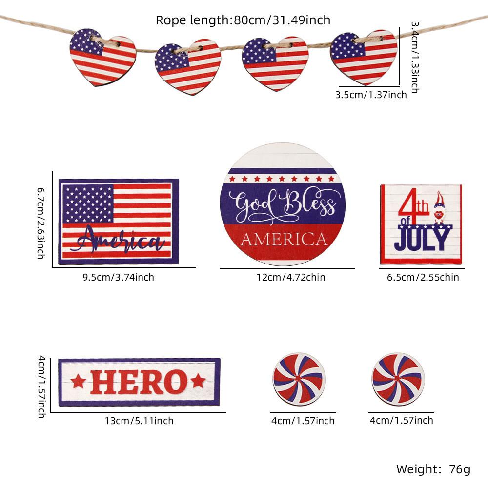 Stylish Independence Day Wooden Tray Sign Table Decoration For Party Atmosphere