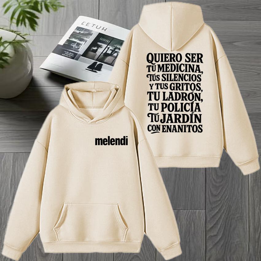 Melendi Jardín Con Enanitos Double Sided Printed Winter Hoodie Vintage Streetwear Women Casual Sweatshirt