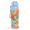 1PC Bright Orange Red Peony Flower Print 750ml Color Plastic Sports Water Bottle Leakproof Flip Straw Lid Suitable for Sports Office Home Use