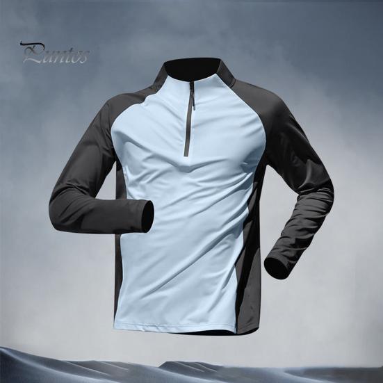 2Pcs/Set Men's Quick-drying Fitness Suit Half-zip T-shirt Trouser Set Sports Track Field Clothes Breathable Sportswear for Running Cycling