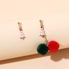 Ins Asymmetric Cute Hairball Christmas Earrings, European and American New Accessories, Less Heart Earrings Earrings