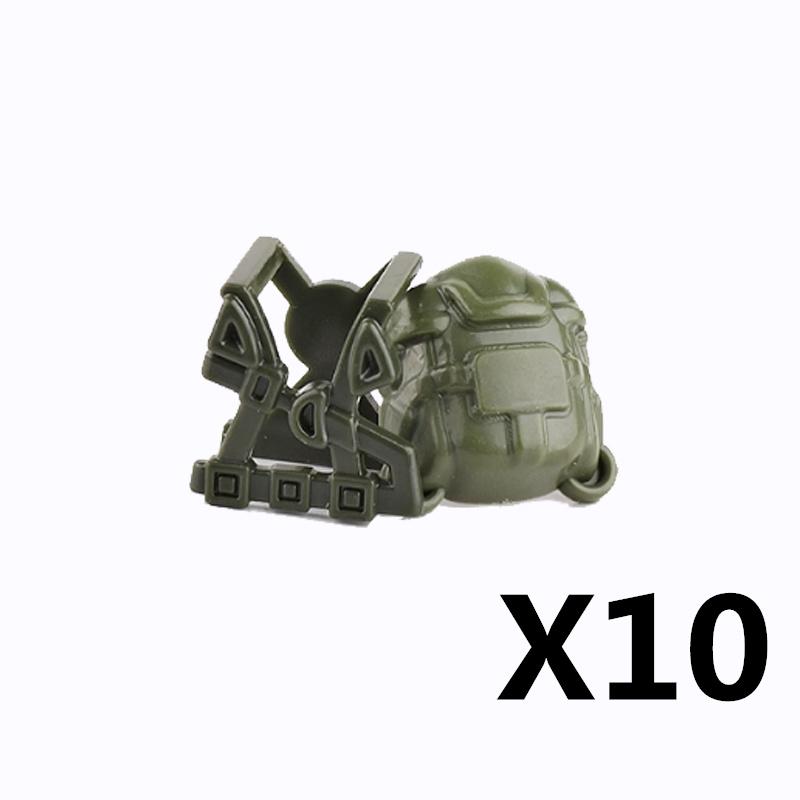 MOC Militärfigur Zubehör Bausteine Alpha SWAT Helm Weste Rucksack Knieschoner Nachtsichtgeräte Steine Spielzeug K017