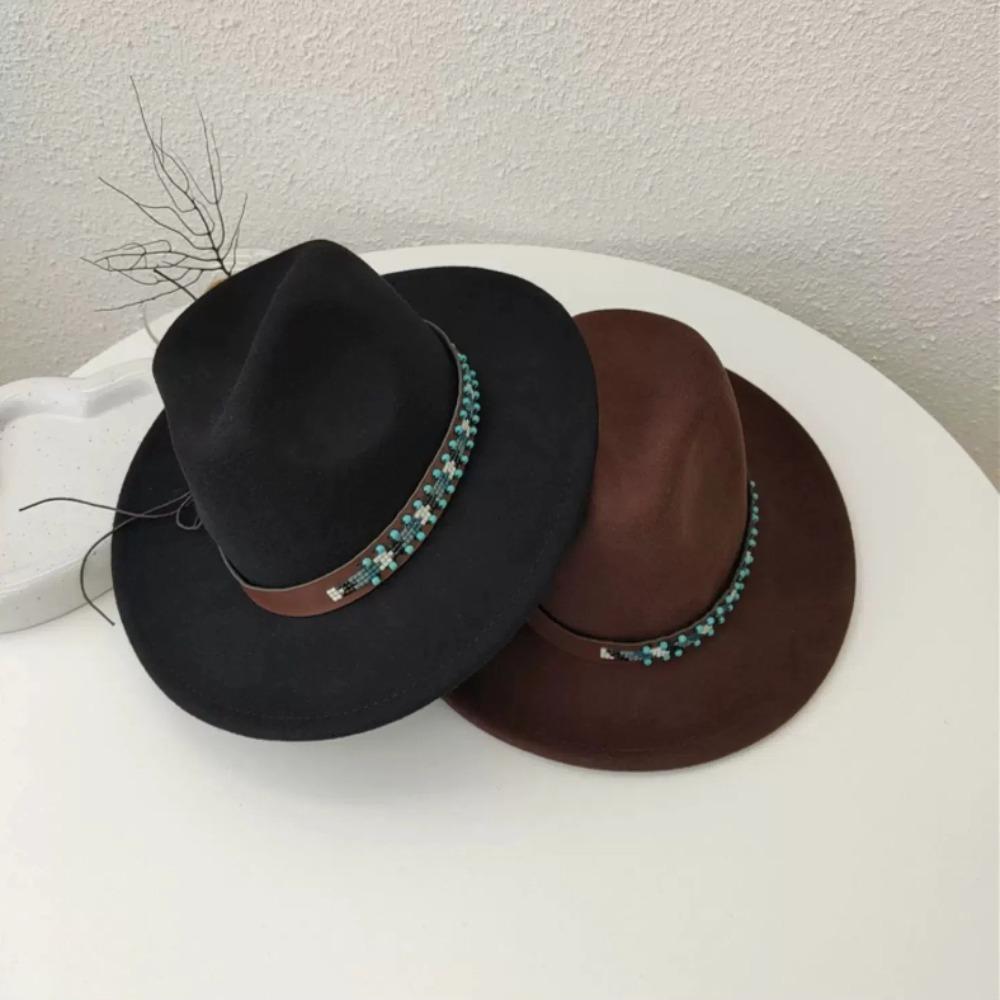 Wide Brim Western Cowboy Hat Vintage Jazz Hat Fashion Cowgirl Knight Hat Unisex