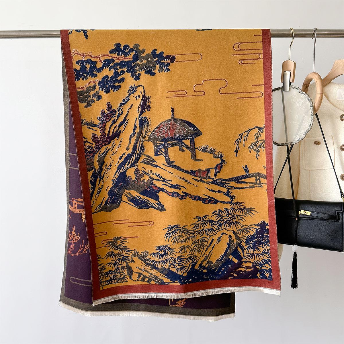 

Высококачественный осенне-зимний шарф для женщин, мам, двухсторонние шарфы с кисточками, роскошная мода, теплая шаль, накидка, элегантность, обертывания, подарок 66X186cm