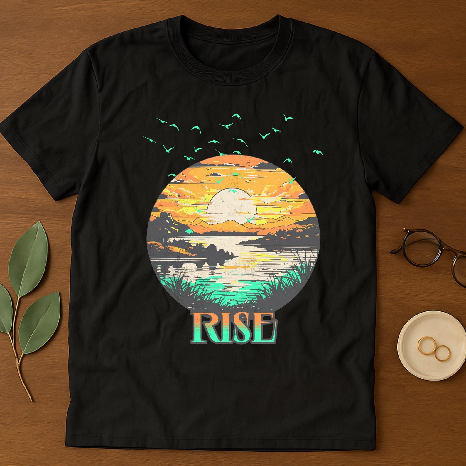 Retro Sunset Adventure T-Shirt | Vintage Hiking Shirt | Outdoors Travel Graphic Tee M